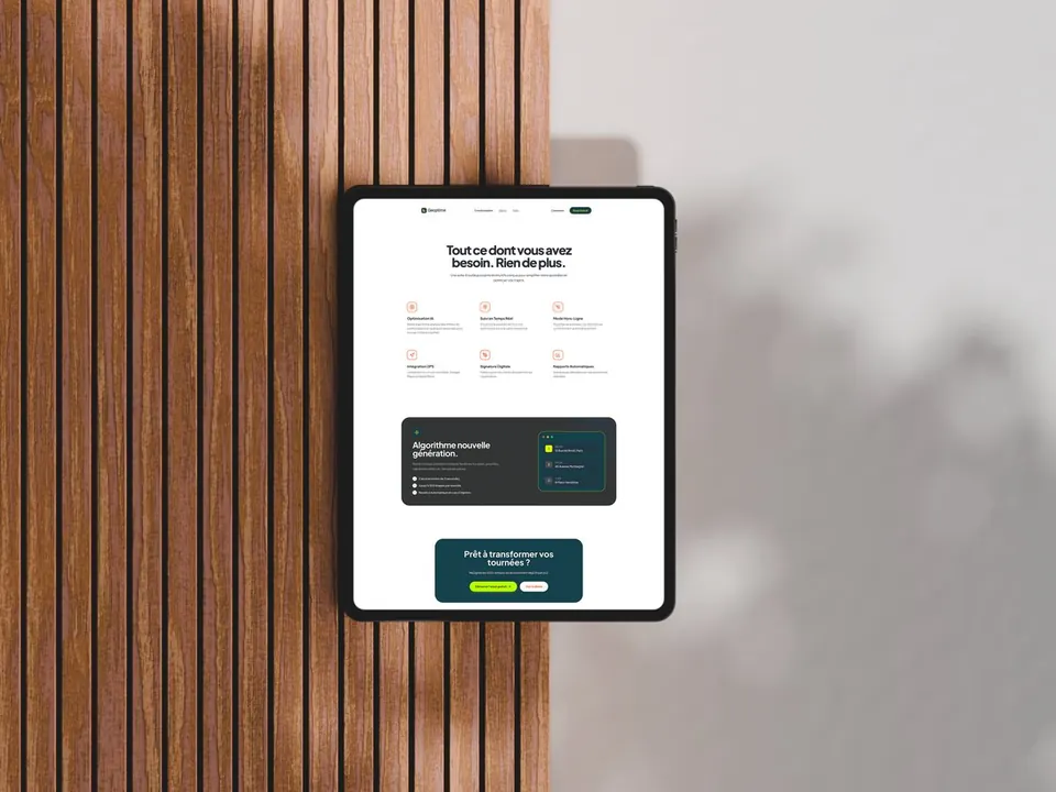 Site Geoptime affiché sur tablette