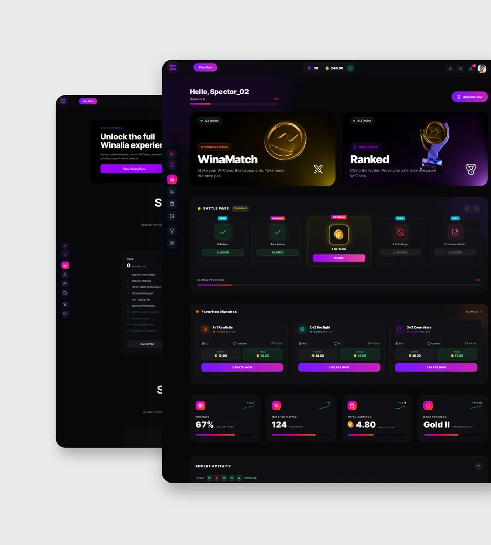 Winalia.gg — refonte de l’interface d’une plateforme de gaming compétitif